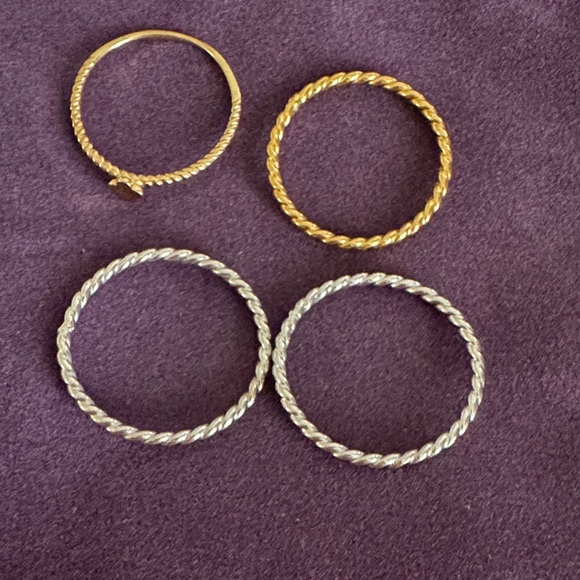 Elegant 14 KGold and white Gold Twisted rings Set